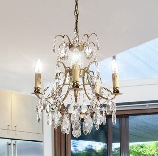 Crystal Chandelier With Electric Candle Lights: 5 Arms photo for sale