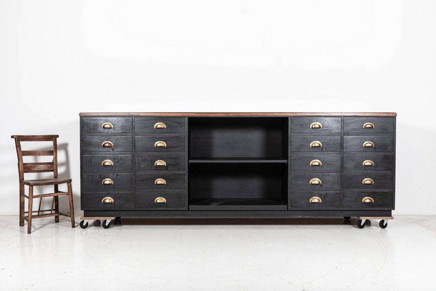 Monumental 19thc English Ebonised Mahogany Glazed Apothecary Shop Counter photo buy