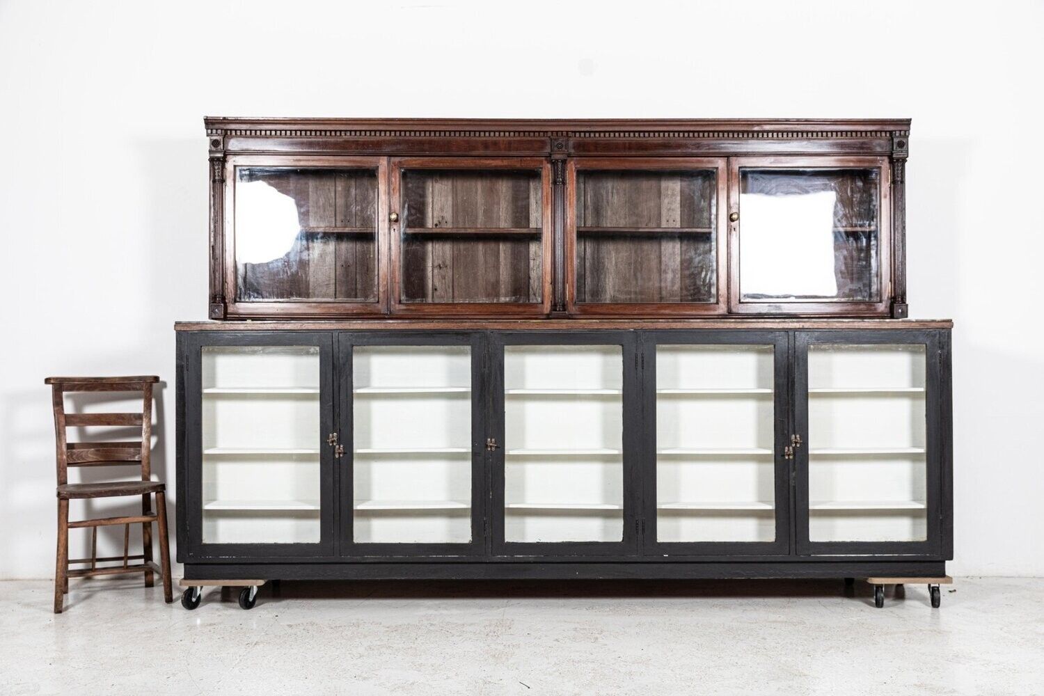 Large 19thc English Mahogany Glazed Apothecary Wall Cabinet photo furniture
