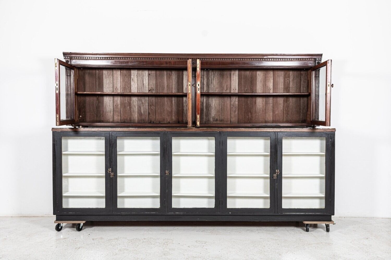 Large 19thc English Mahogany Glazed Apothecary Wall Cabinet photo Furniture