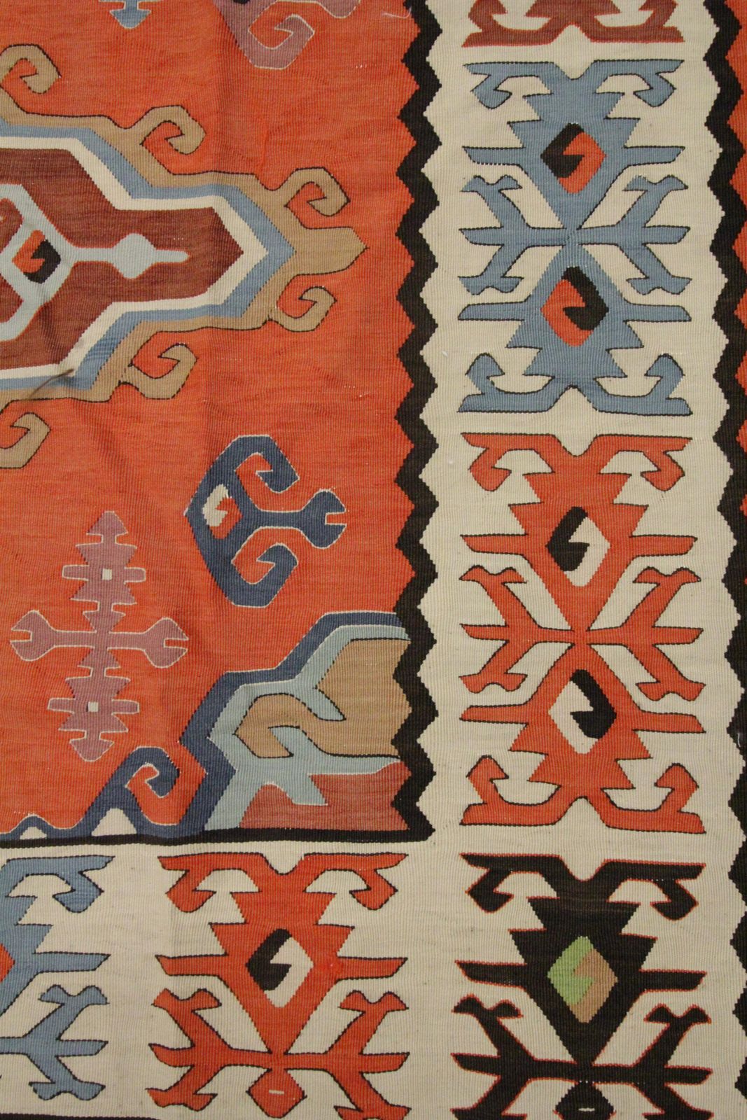 Antique Serbian Kilim Handwoven Geometric Rust Wool Living Room Rug photo Textiles