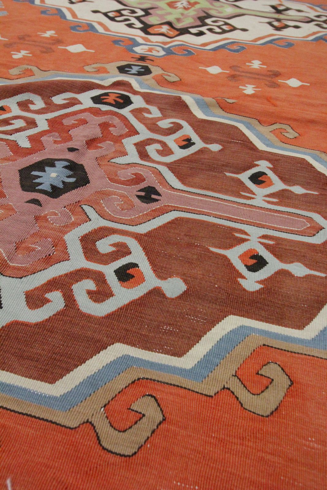 Antique Serbian Kilim Handwoven Geometric Rust Wool Living Room Rug photo 3900.0