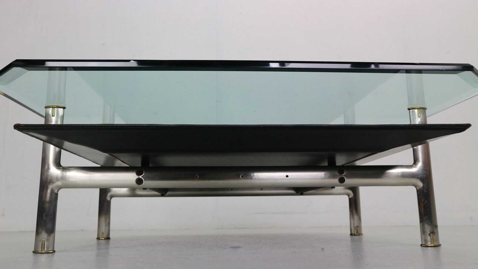 B&B Italia 'Diesis' Two Tier Glass And Leather Coffee Table By Antonio Citterio photo buy