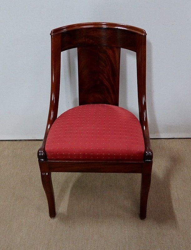 Four Mahogany Chairs, Restoration Period  1st Part Of The 19th Century photo vintage