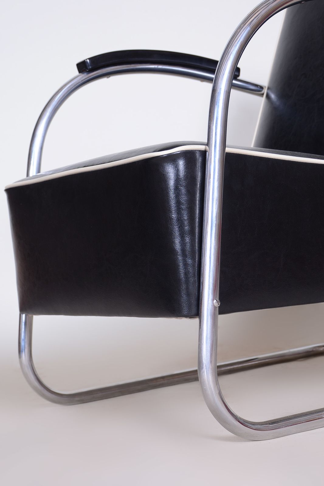 photo furniture Black Leather Armchair   1930s Czechia, Made By Mucke Melder And Fully Restored