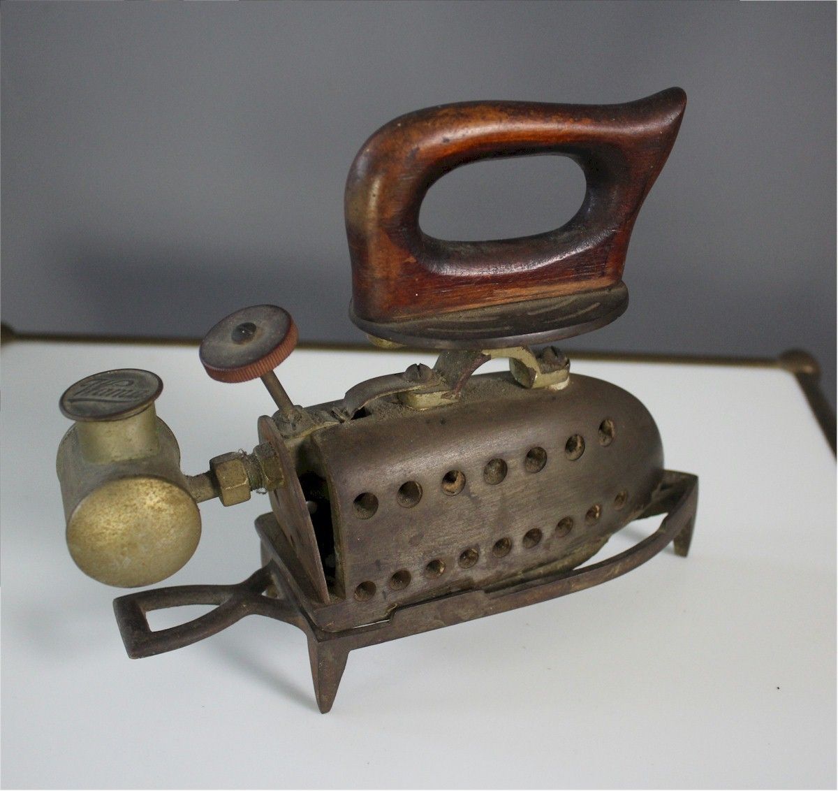 Antique Spirit Iron By Wama Around C1900 photo for sale