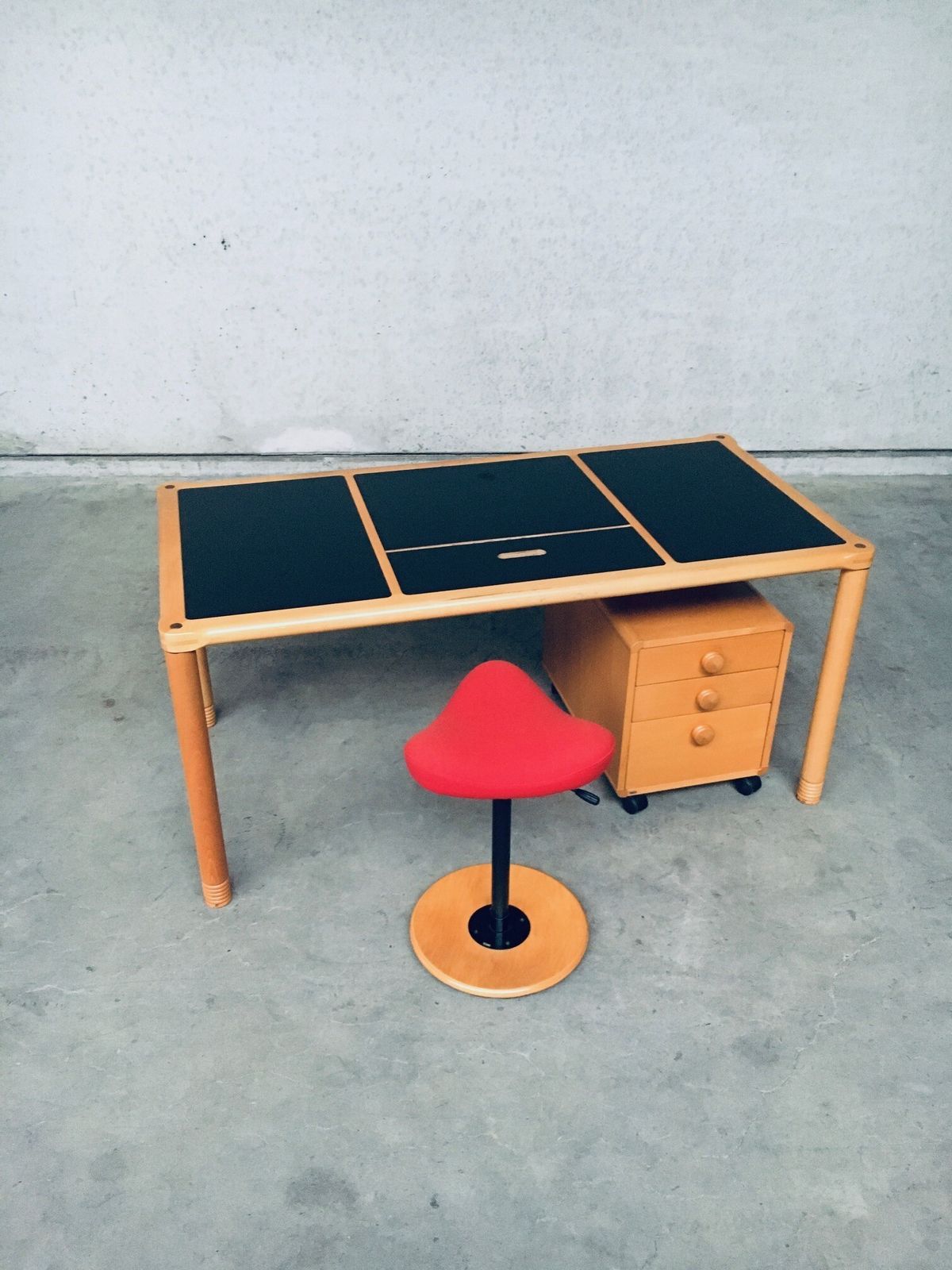 Scandinavian Ergonomic Design Writing Desk And Stool, Stokke 1980's photo for sale