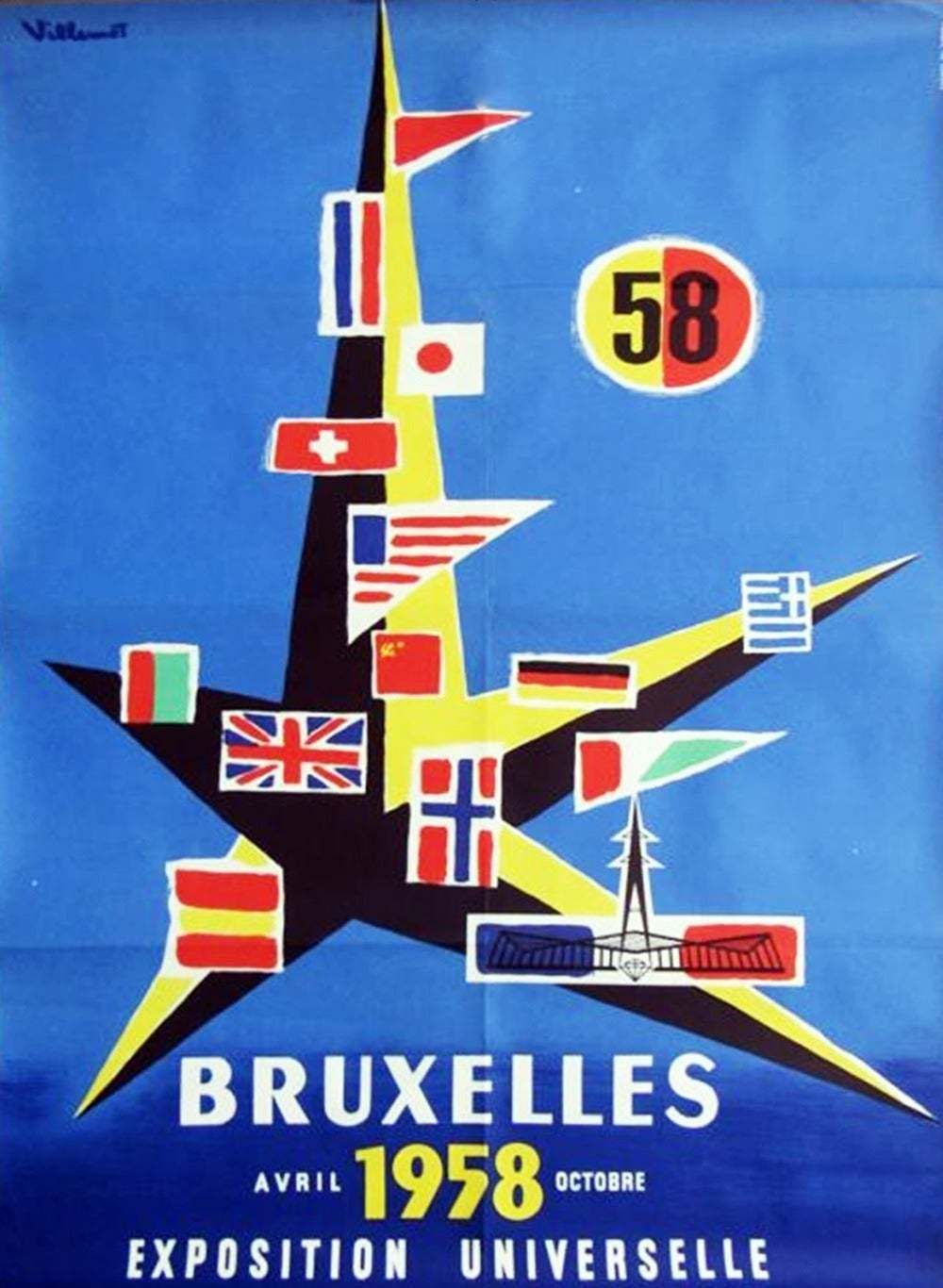 1958 Brussels World's Fair, 1950s, Original Vintage Poster