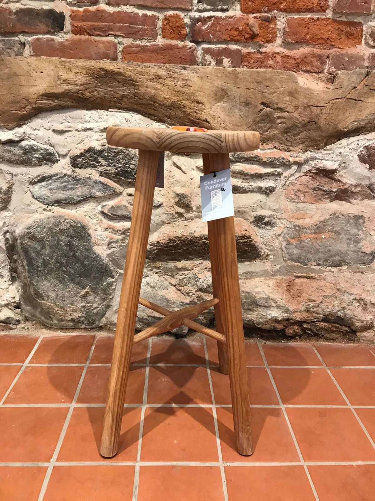 Stool  Accented With 3 Orange Glass 'Pebbles' photo Furniture