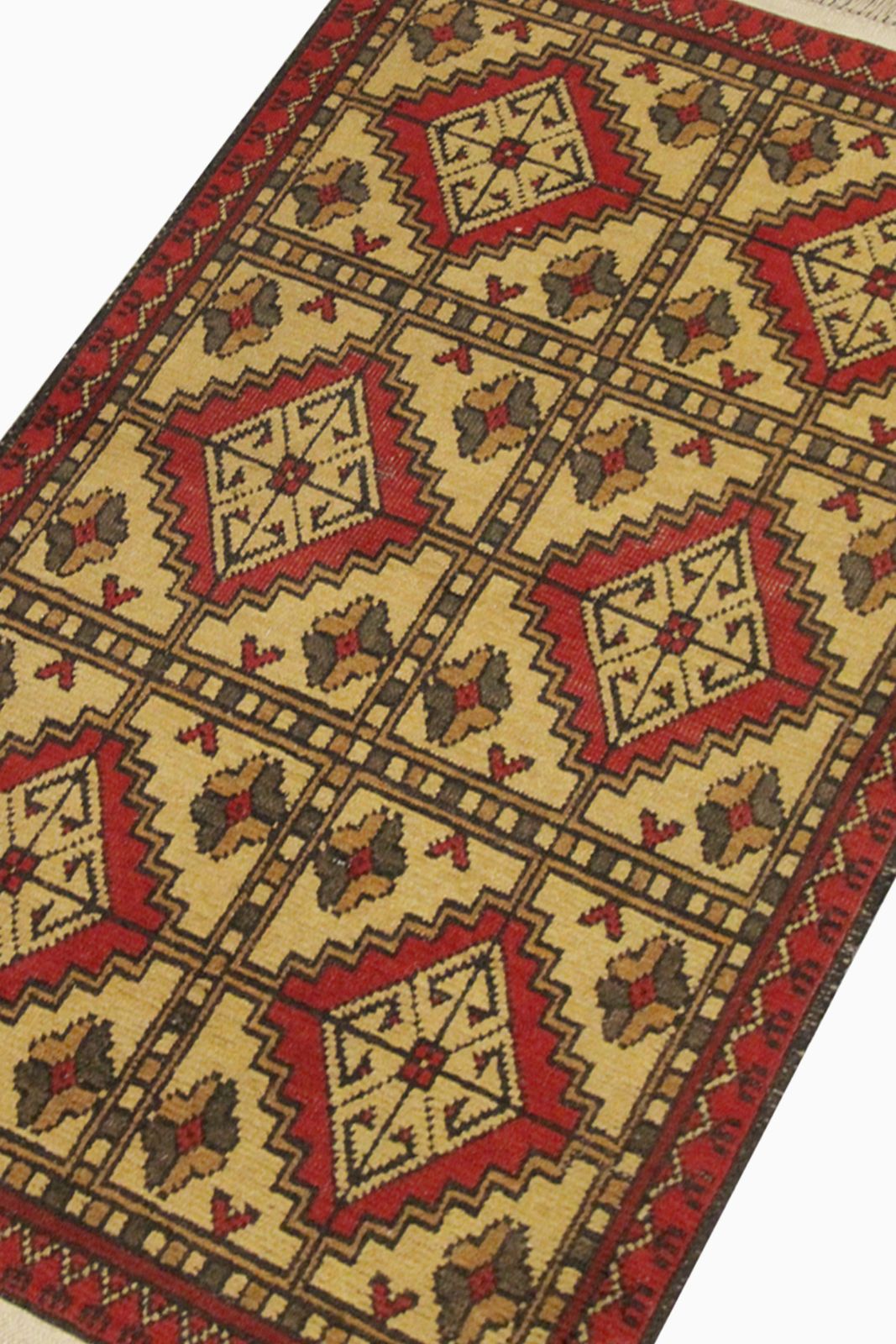 Red Gold Geometric Area Rug Handwoven Oriental Living Room Carpet photo for sale