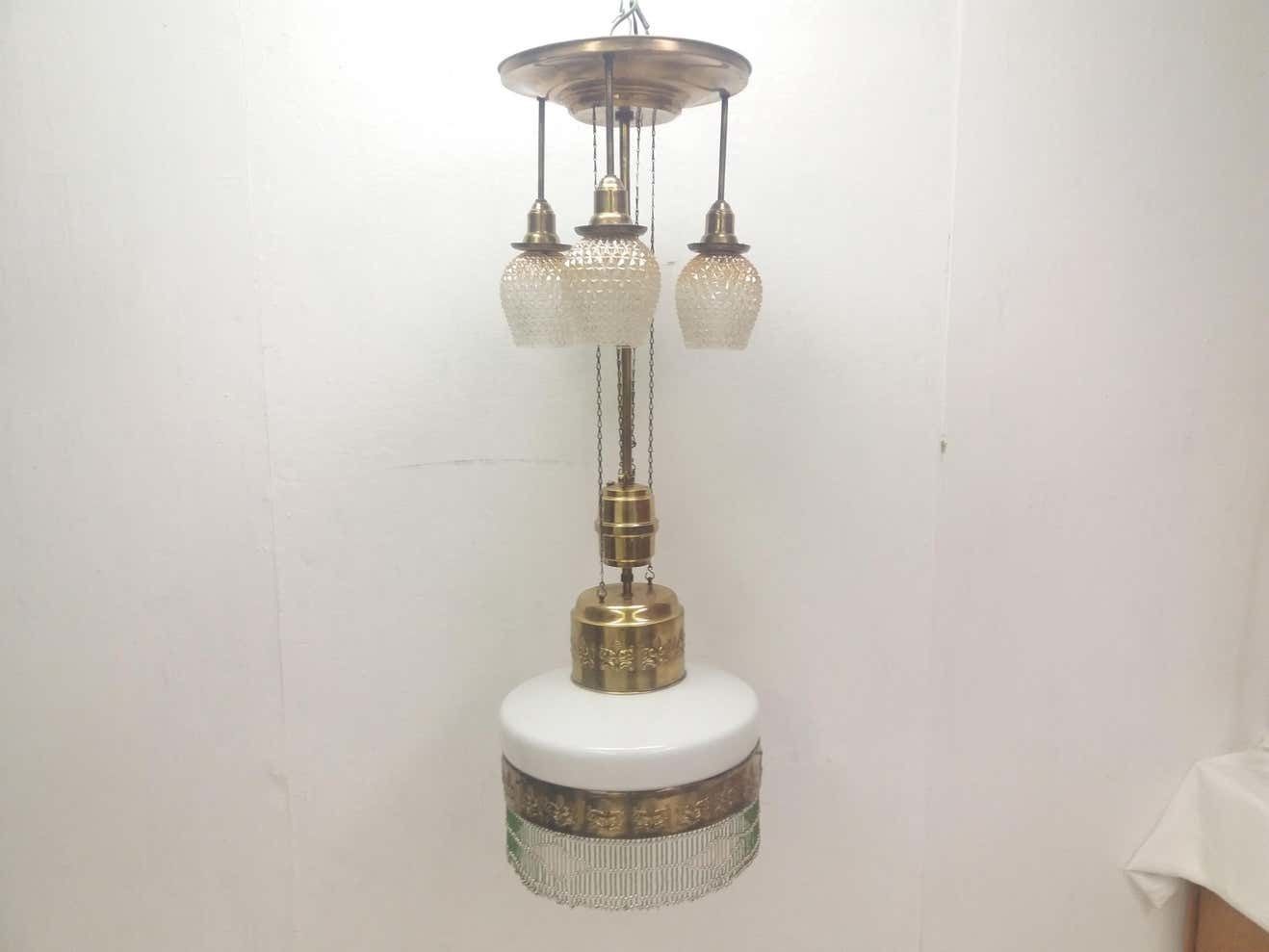 1910 Art Nouveau Pull Out Chandelier, Czechoslovakia photo furniture
