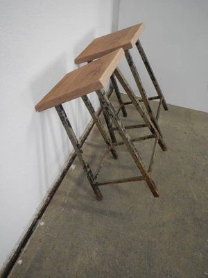 Iron Stools, 1950s, Vintage photo for sale