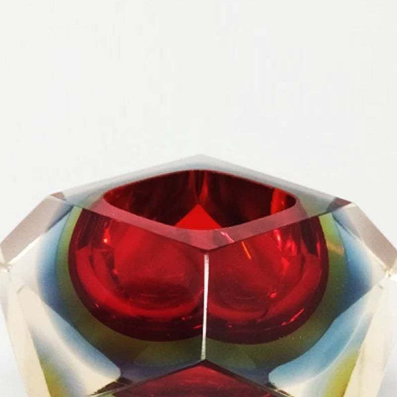 1960s Astonishing Red And Blue Ashtray Or Catchall By Flavio Poli For Seguso. Made In Italy photo vinterior