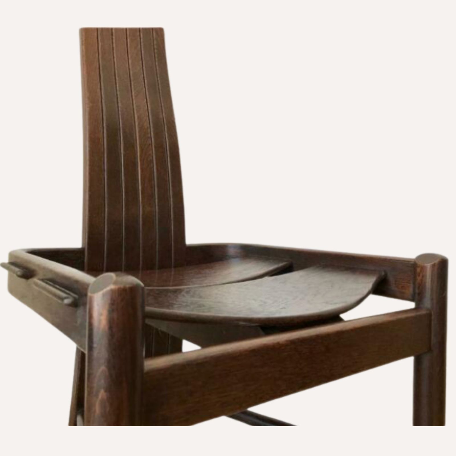 photo for sale Steam Bent Arts And Crafts Oak Organic Shaped Revival Chair, 1960s   1970s