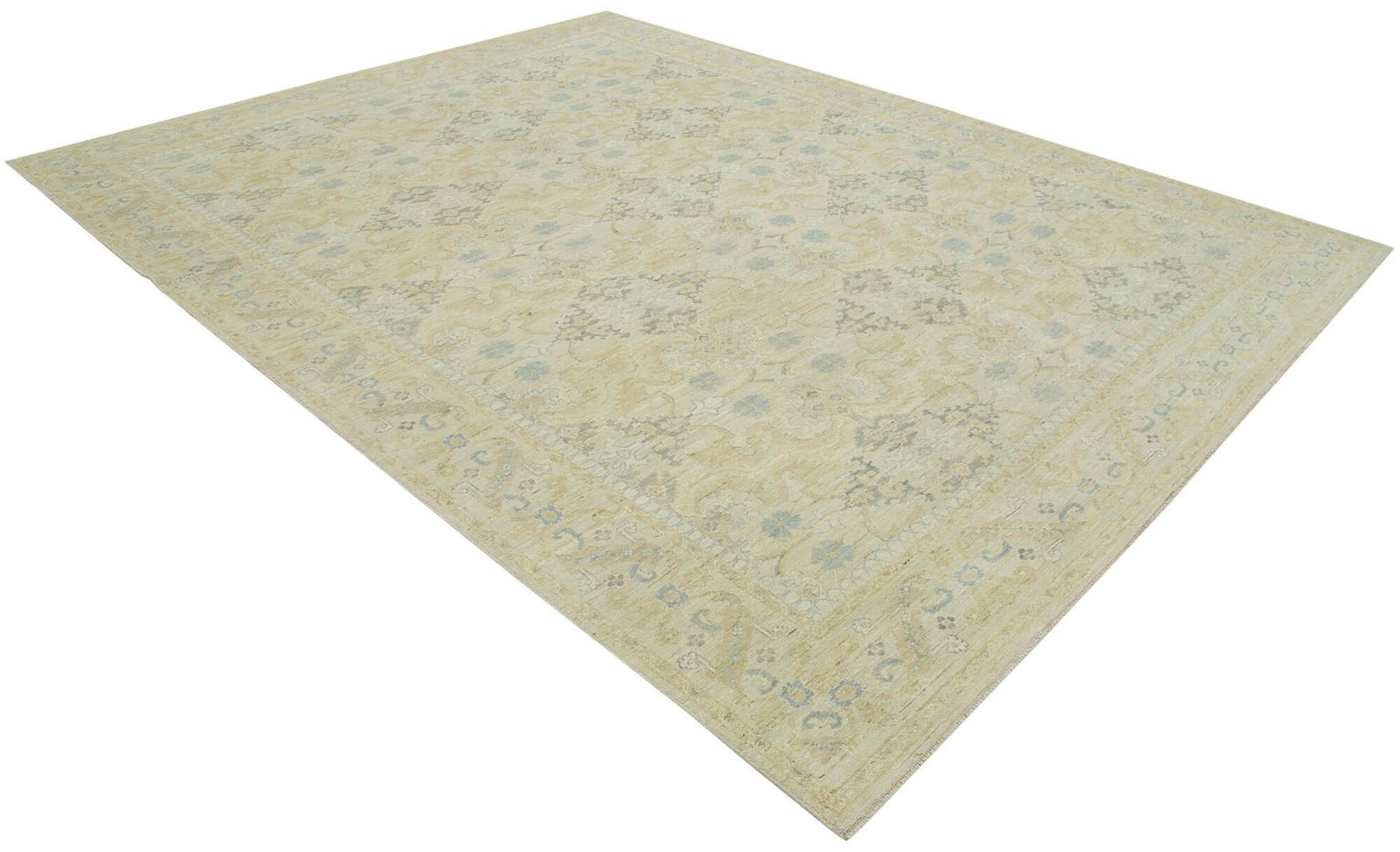 Oriental Hand Knotted 1970s 275 Cm X 353 Cm Beige Wool Oushak Area Rug photo furniture