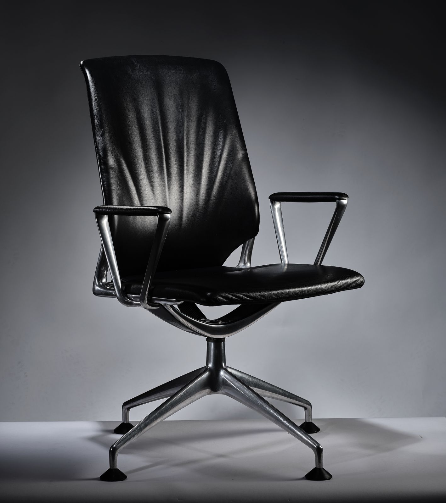 Black Leather Vitra Meda Conference Office Desk Chair By Alberto Meda, Circa 2000 photo buy