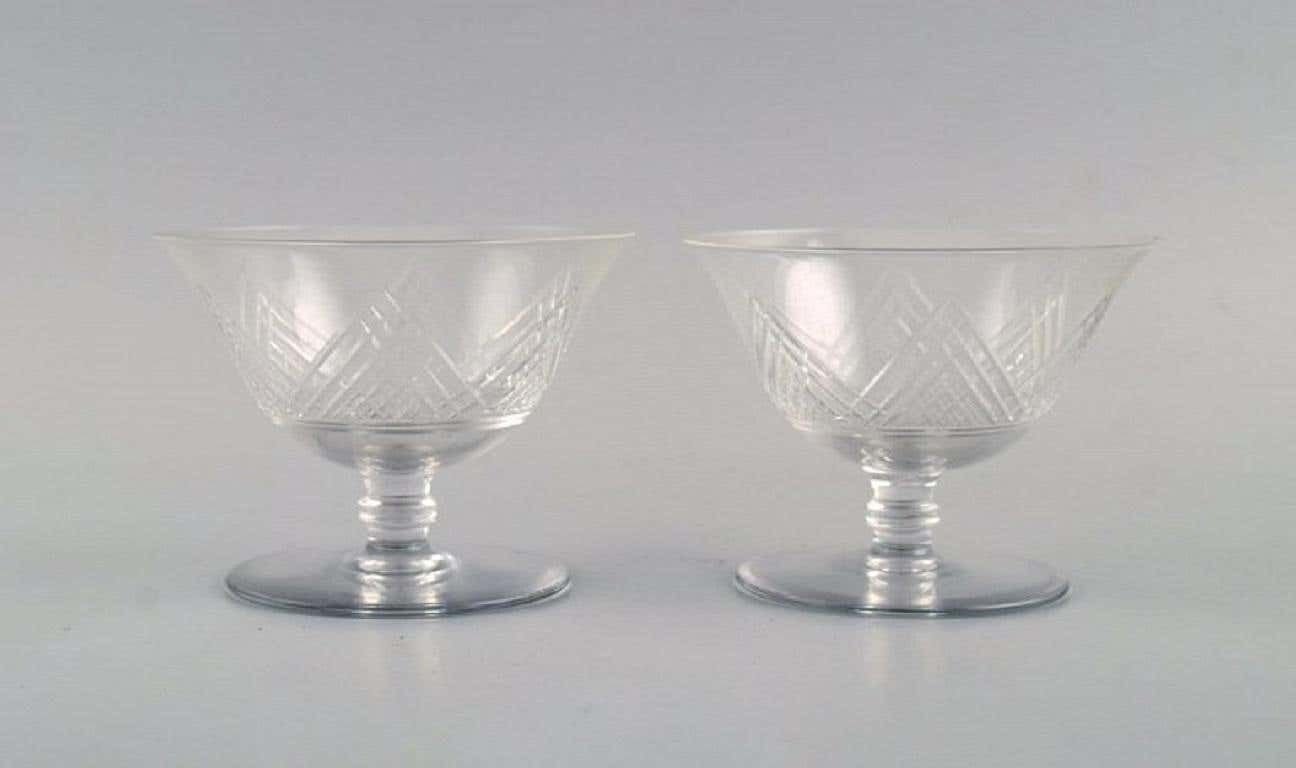 Saint Louis, France, Four Glasses In Clear Mouth Blown Crystal Glass, 1930s photo for sale