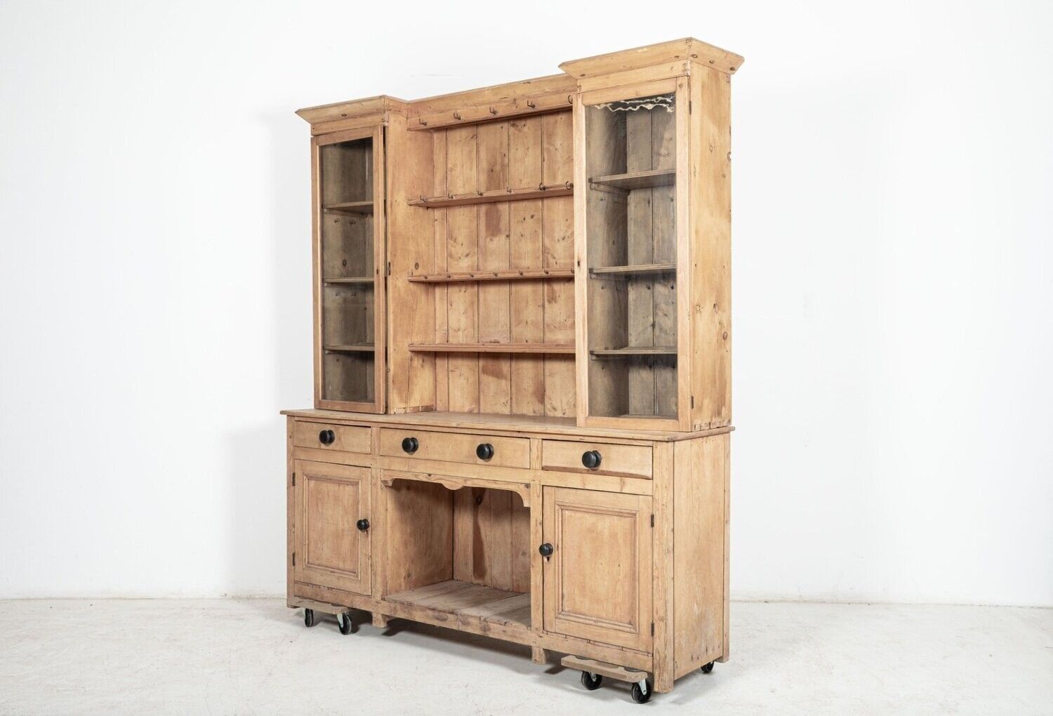 Large 19thc English Glazed Inverted Breakfront Pine Dresser photo 5950.0