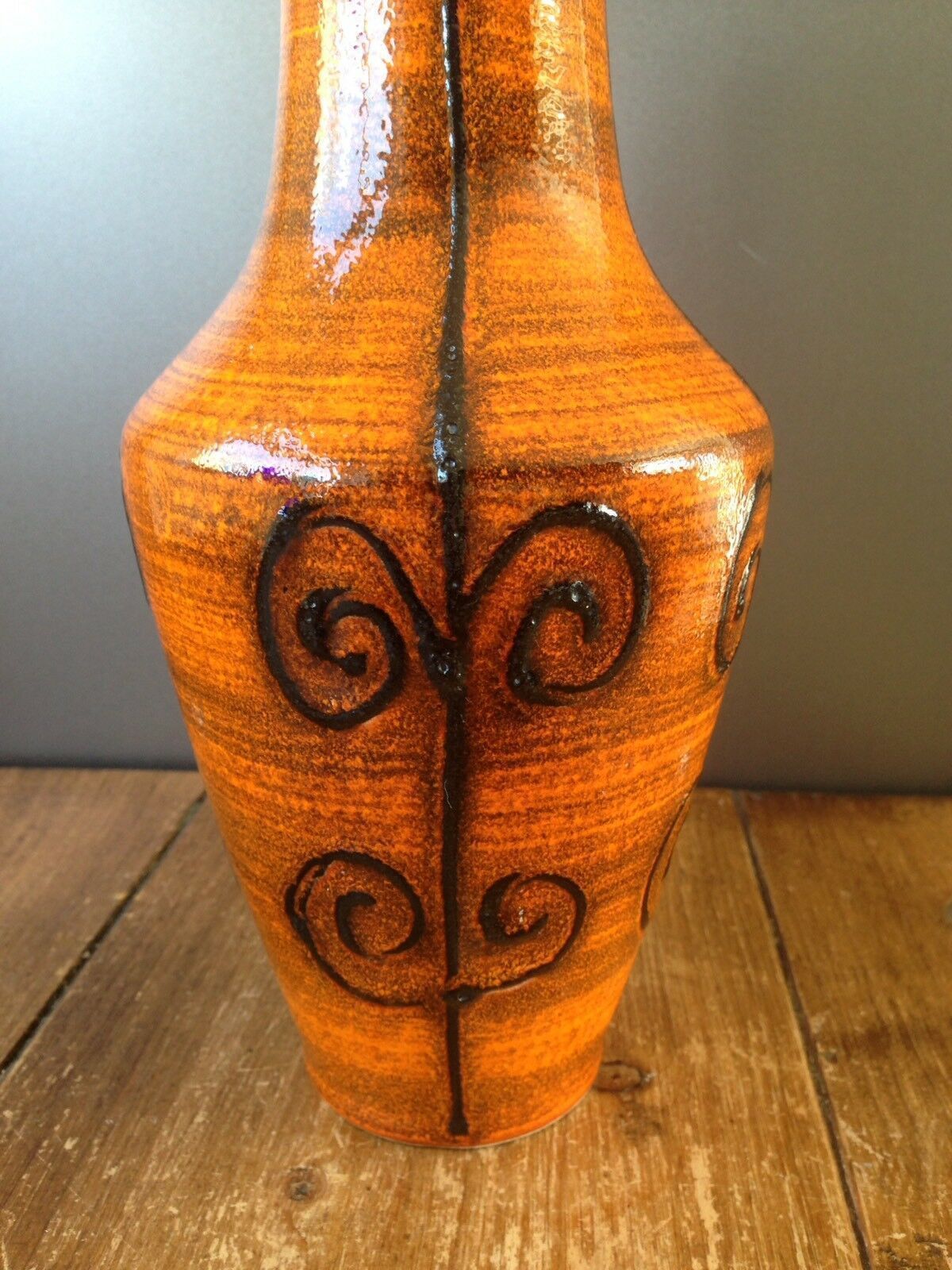 Super Retro Ilkra Jl Knodgen Mcm Jug / Vase West German Pottery 2029/25 Orange photo buy