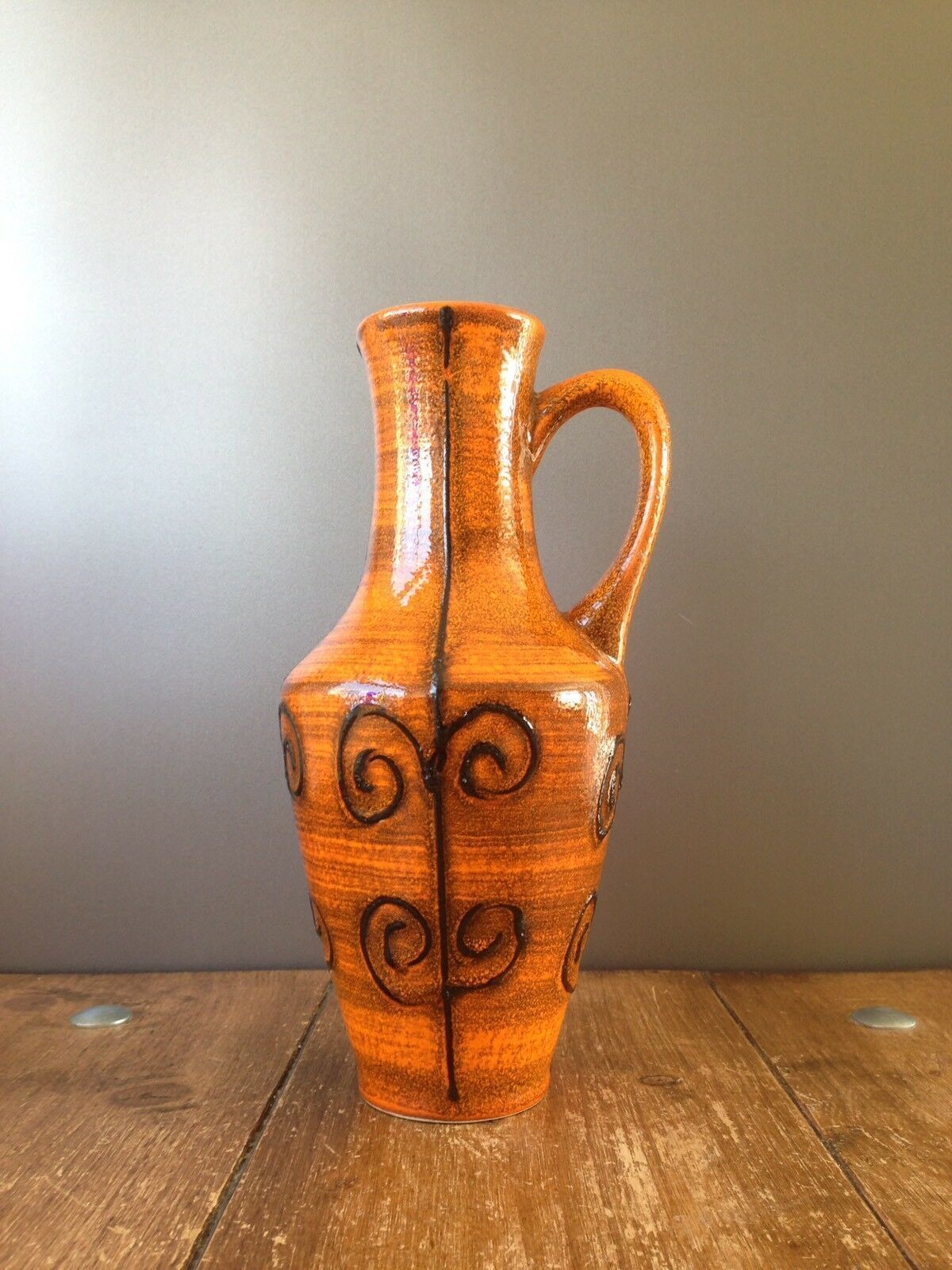 photo furniture Super Retro Ilkra Jl Knodgen Mcm Jug / Vase West German Pottery 2029/25 Orange