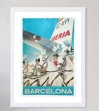 Beautiful Poster From 1955 Promoting Iberia Airlines Routes To Barcelona photo furniture