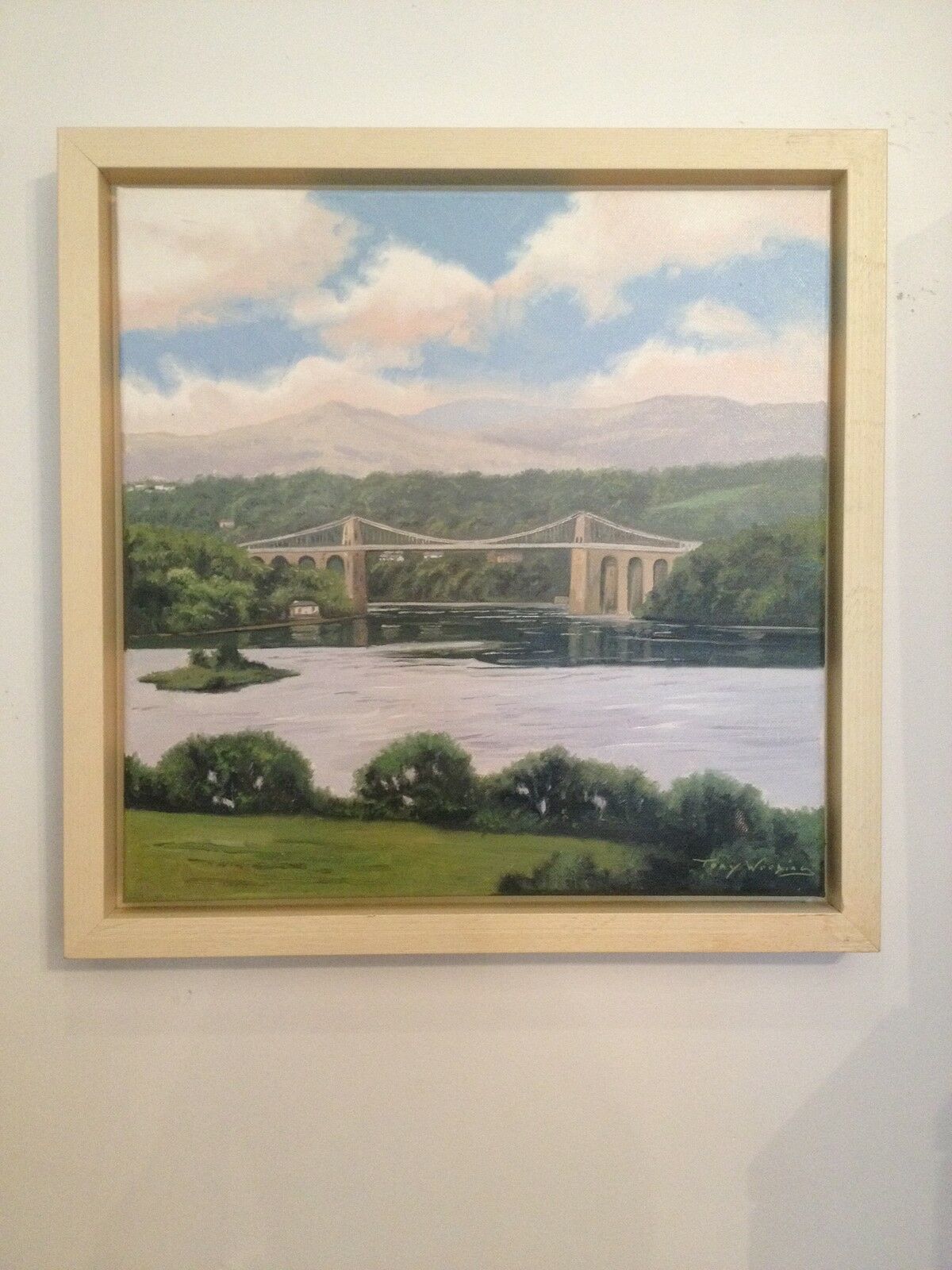 Gorgeous Original Tony Wooding Oil Painting Of The Straits Menai Bridge Anglesey photo for sale
