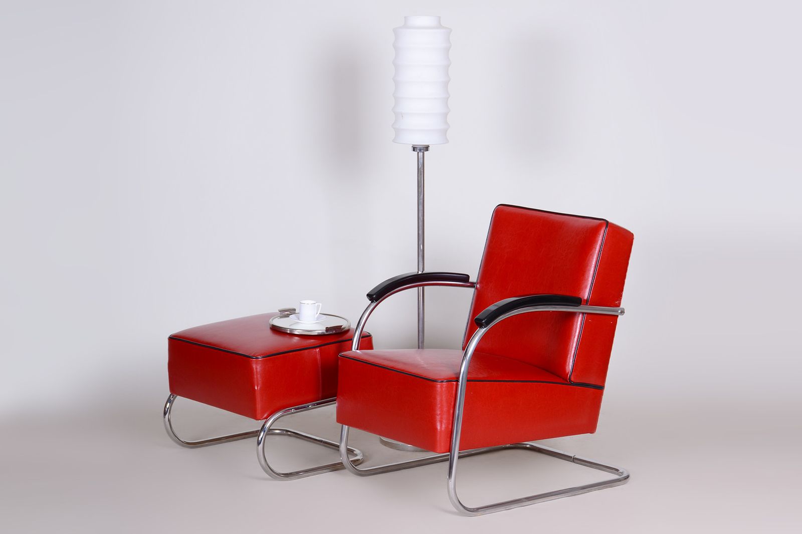 1850.0 Red Mucke Melder Armchair Set  1930s Czechia photo