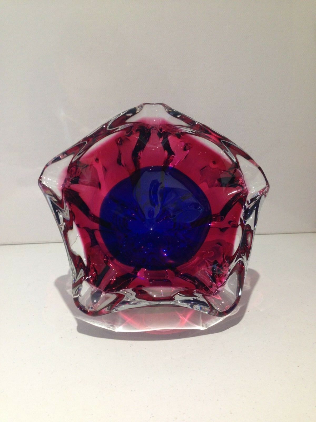 Pink & Blue Czech Chribska Art Glass Lips Ashtray / Bowl Dish By Josef Hospodka photo vinterior