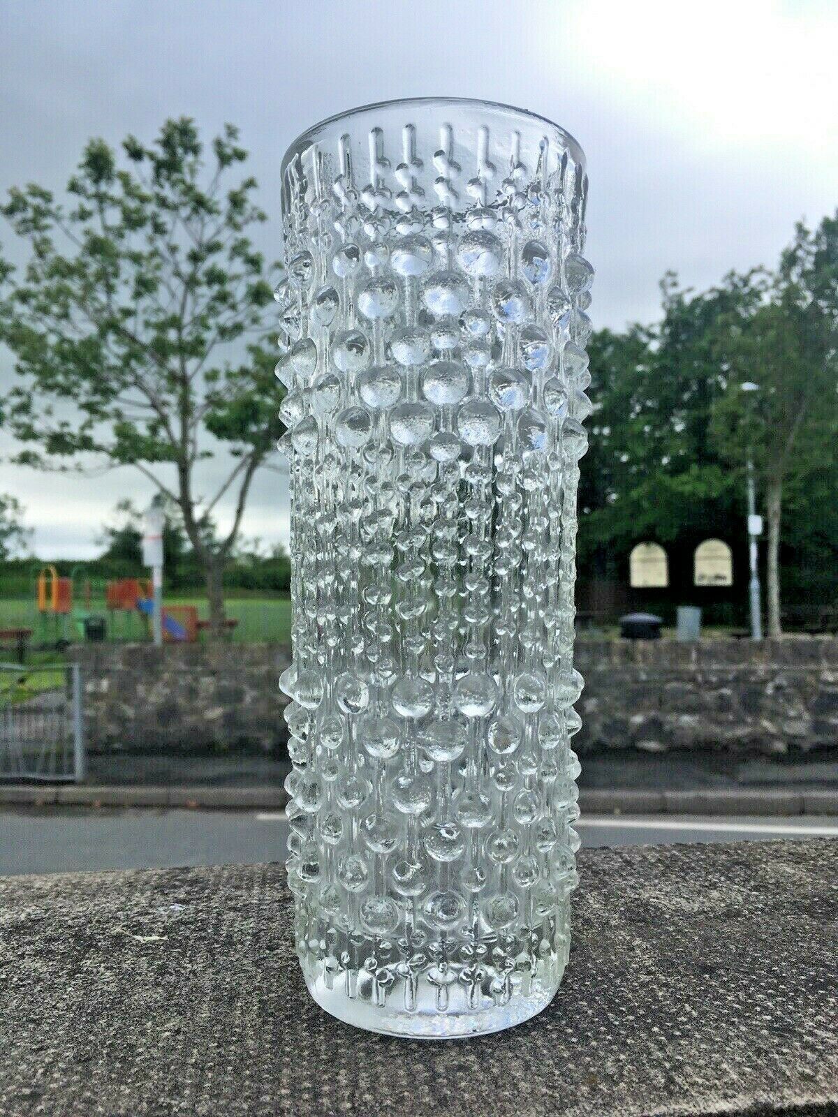 9" Mid Century 70's Czech Sklo Union Candle Wax Glass Vase Hermanova Hut Peceny