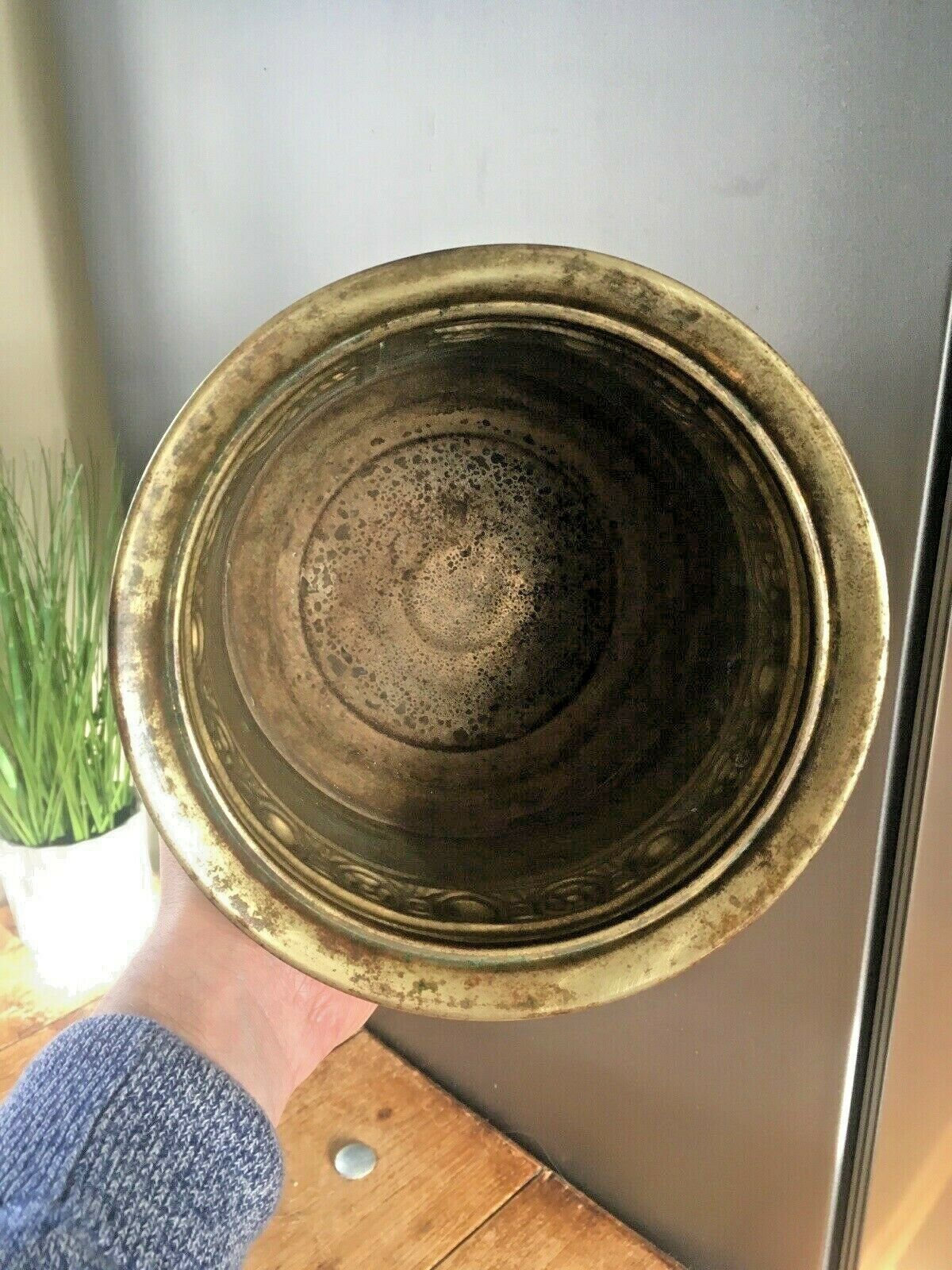 Vintage Brass Floral Rosettes Lions Foot Planter Flower Plant Pot Boho Antique photo buy