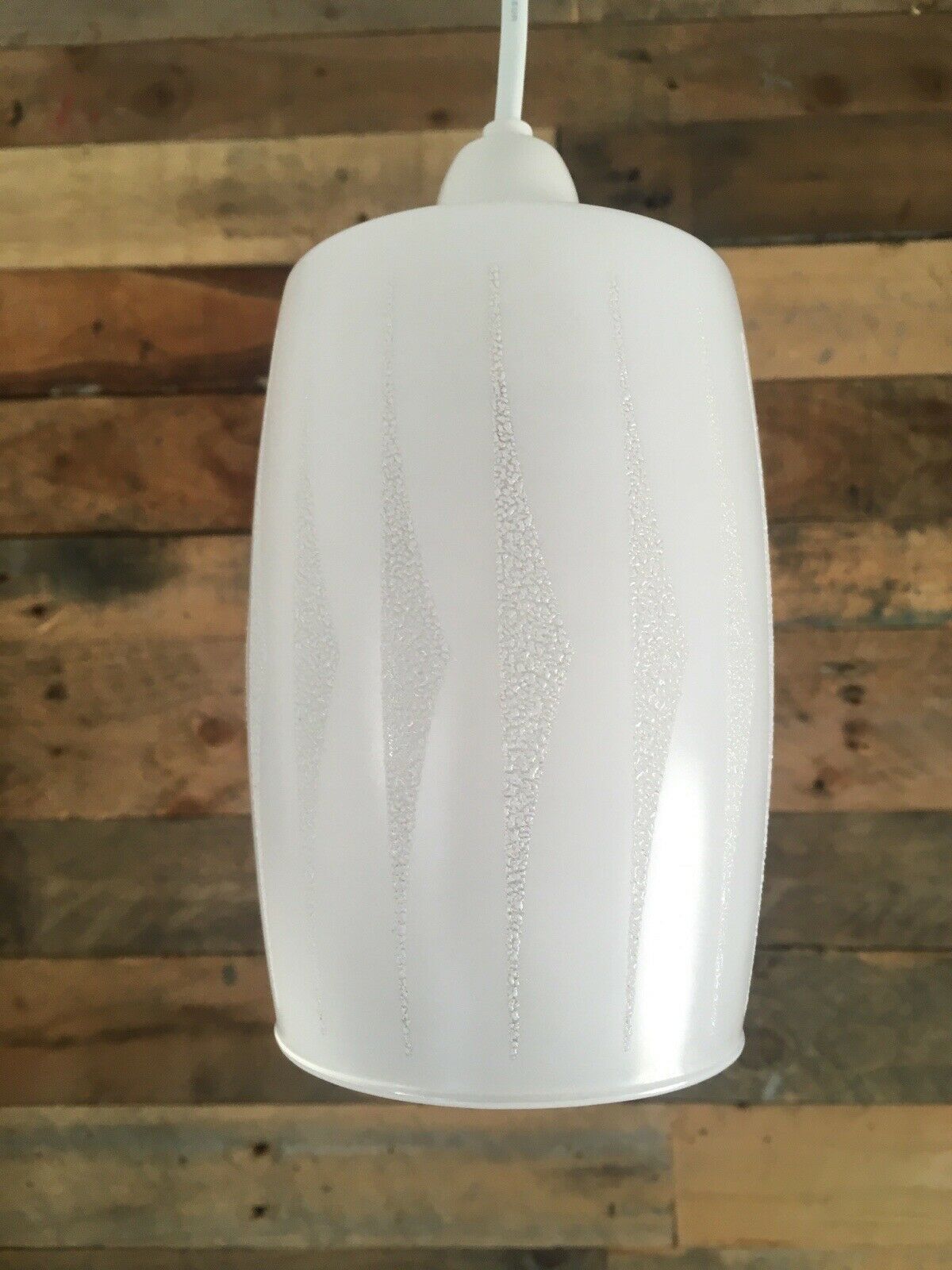 Retro 70's Clear & White Geometrical Chevron Light Lamp Shade Mid Century Modern photo buy