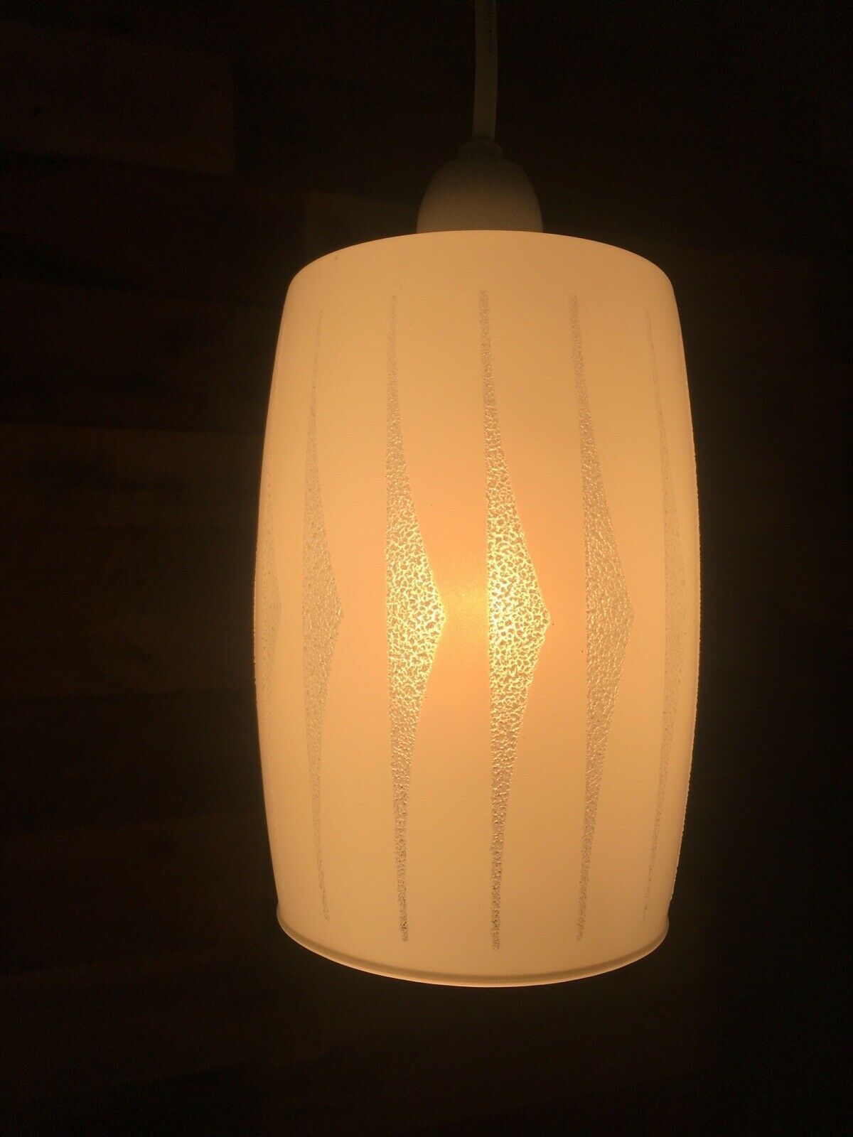 Lighting Retro 70's Clear & White Geometrical Chevron Light Lamp Shade Mid Century Modern photo