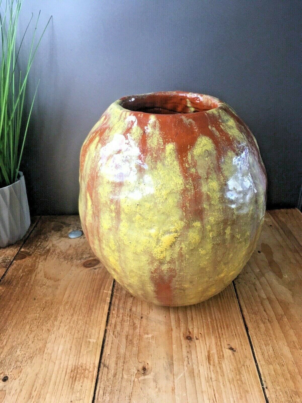 Large Decorative Heavy 6kg Striped Studio Pottery Vase Planter Pot Jardiniere photo Home Decor