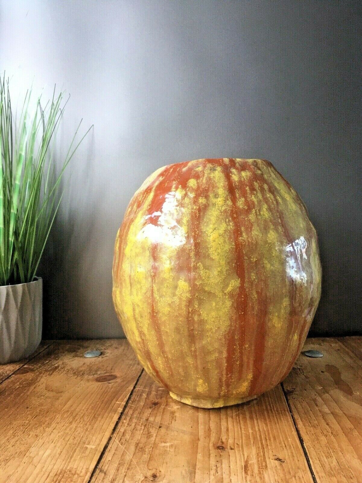 Large Decorative Heavy 6kg Striped Studio Pottery Vase Planter Pot Jardiniere photo buy