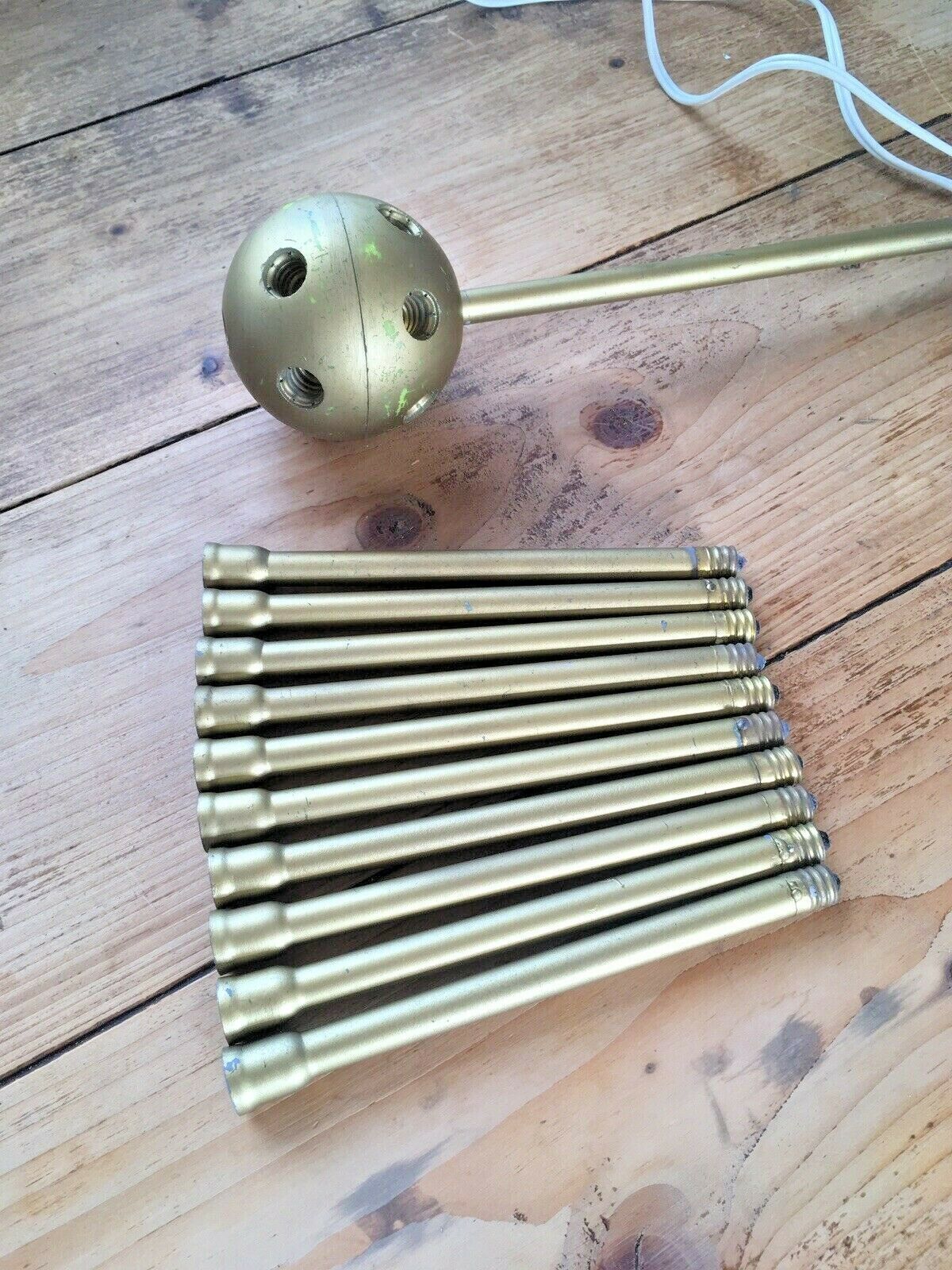 Lighting Mid Century Modern 60's 70s Sputnik Atomic Gold Plastic Ceiling Light Chandelier photo