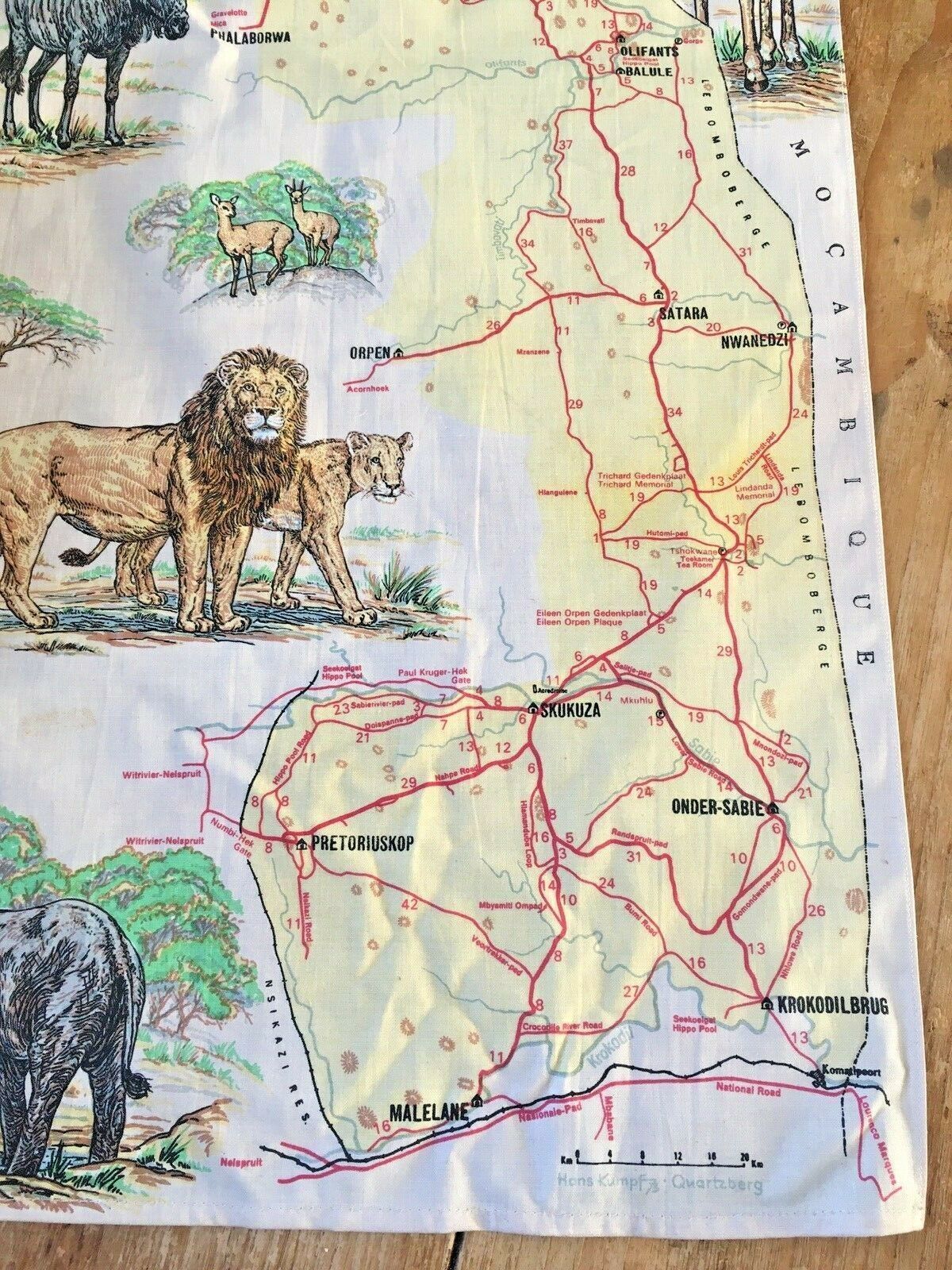 Rare 1970's Kruger Wildtuin Park Safari Map South Africa Wall Art Hanging Poster photo buy