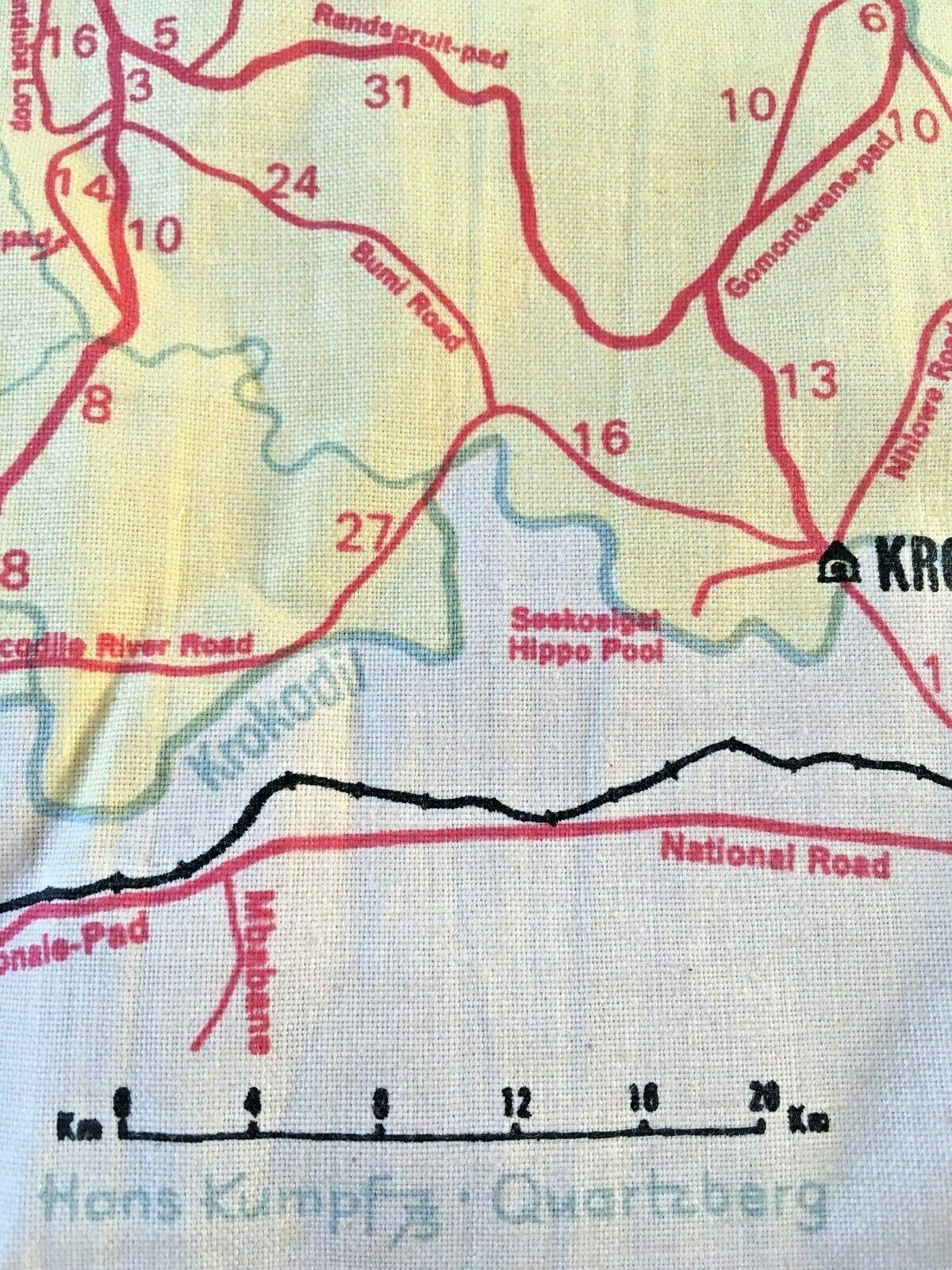 Rare 1970's Kruger Wildtuin Park Safari Map South Africa Wall Art Hanging Poster photo vintage