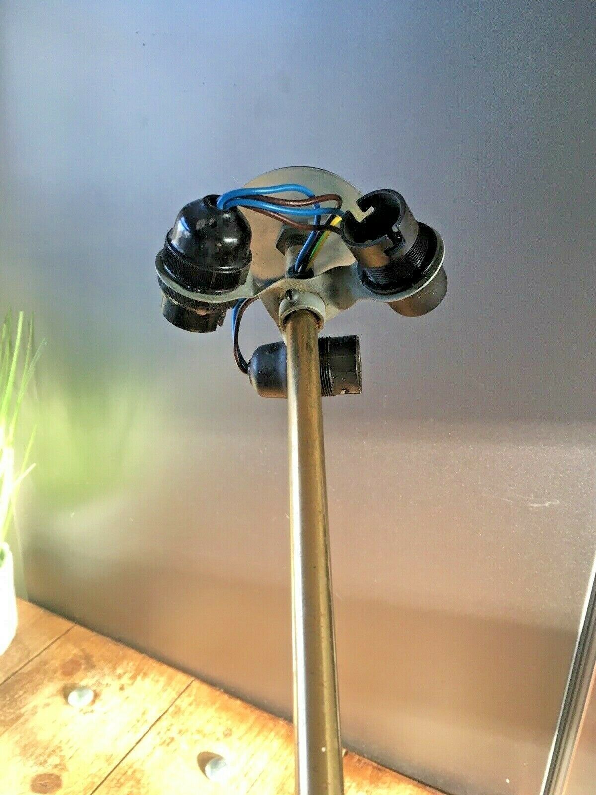 Mid Century Brass Light Fitting Ceiling Pole 3 Bulb Lamp Shade Holder 60's 70's photo for sale