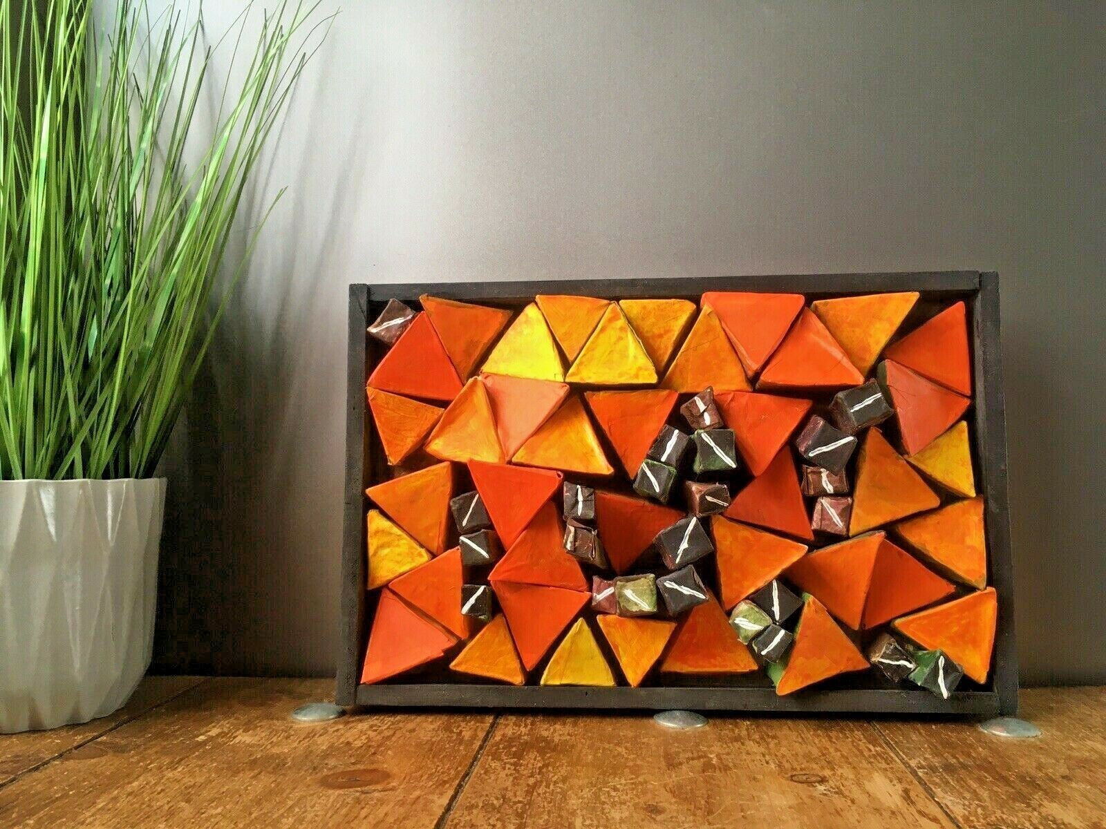 Small 3d Painting Wall Art Geometric Shapes Abstract Mcm Mid Century 60's Style photo for sale