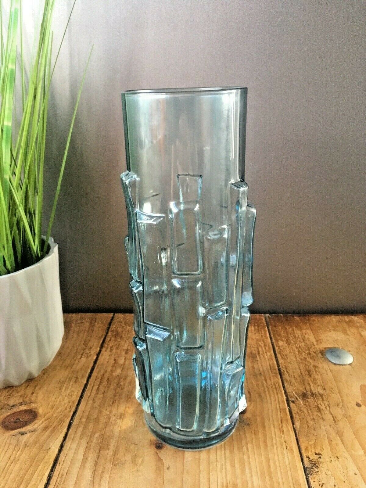 Retro 60s Aseda Bo Borgstrom Textured Bamboo Bark Scandinavian Glass Vase B5/832 photo for sale