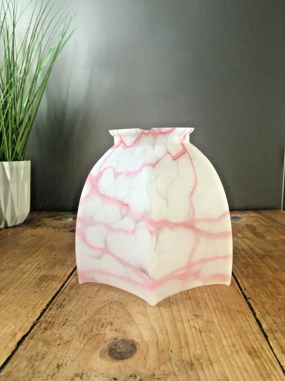 Art Deco Glass Pink Marble Effect Mottled Ceiling Pendant Lamp Shade Vintage 30s photo furniture