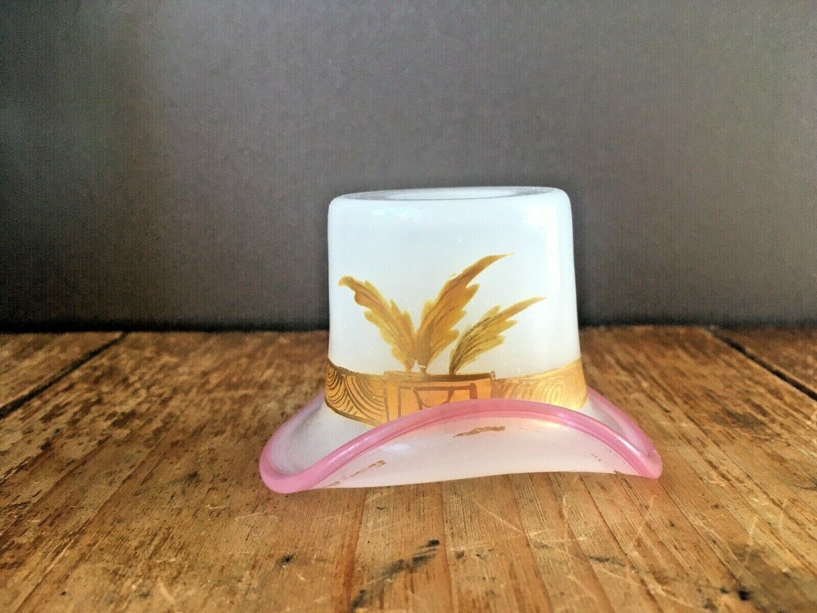 Superb Antique Miniature Opalescent Glass Top Hat Vase Eye Bath Match Holder photo furniture