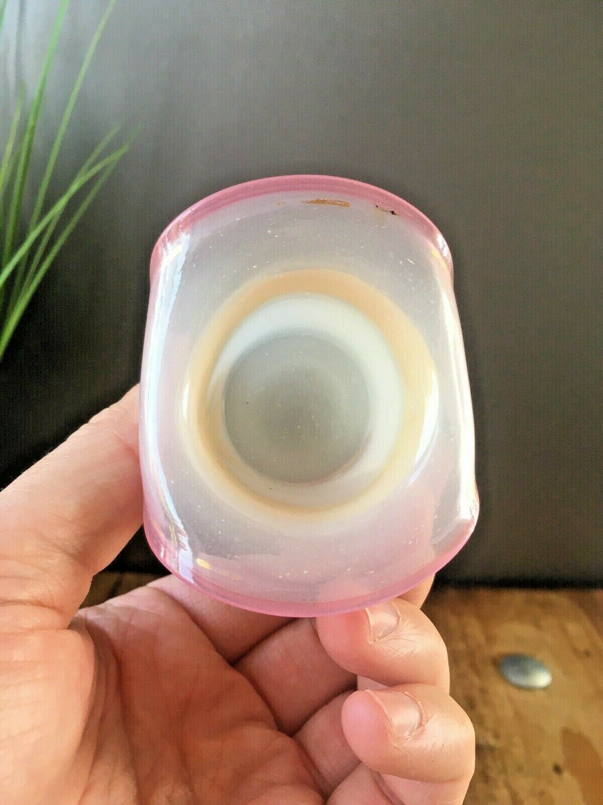 Superb Antique Miniature Opalescent Glass Top Hat Vase Eye Bath Match Holder photo 95.0