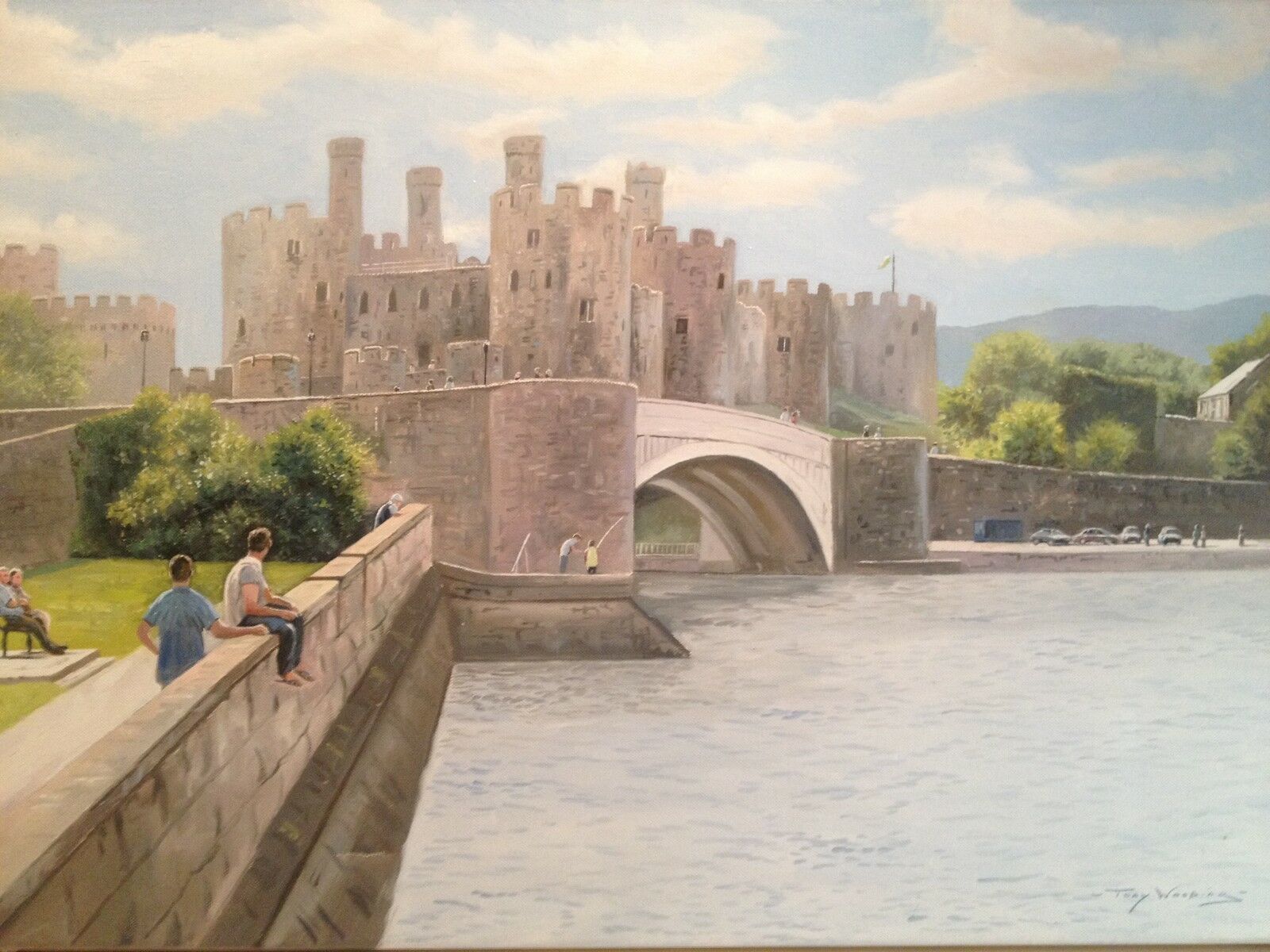 Gorgeous Large Original Tony Wooding Oil Painting Of Conwy Castle North Wales photo vinterior