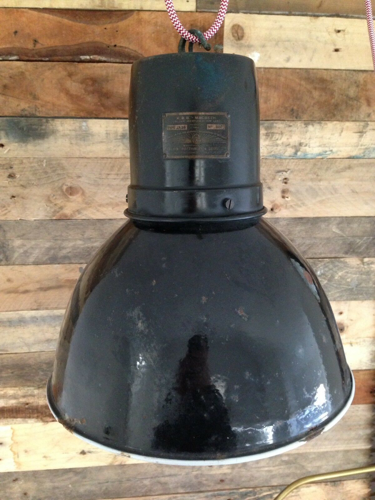 Industrial Enamel Kelvin Bottomley Baird Ltd Macbeth Ceiling Light Shade & Bulb