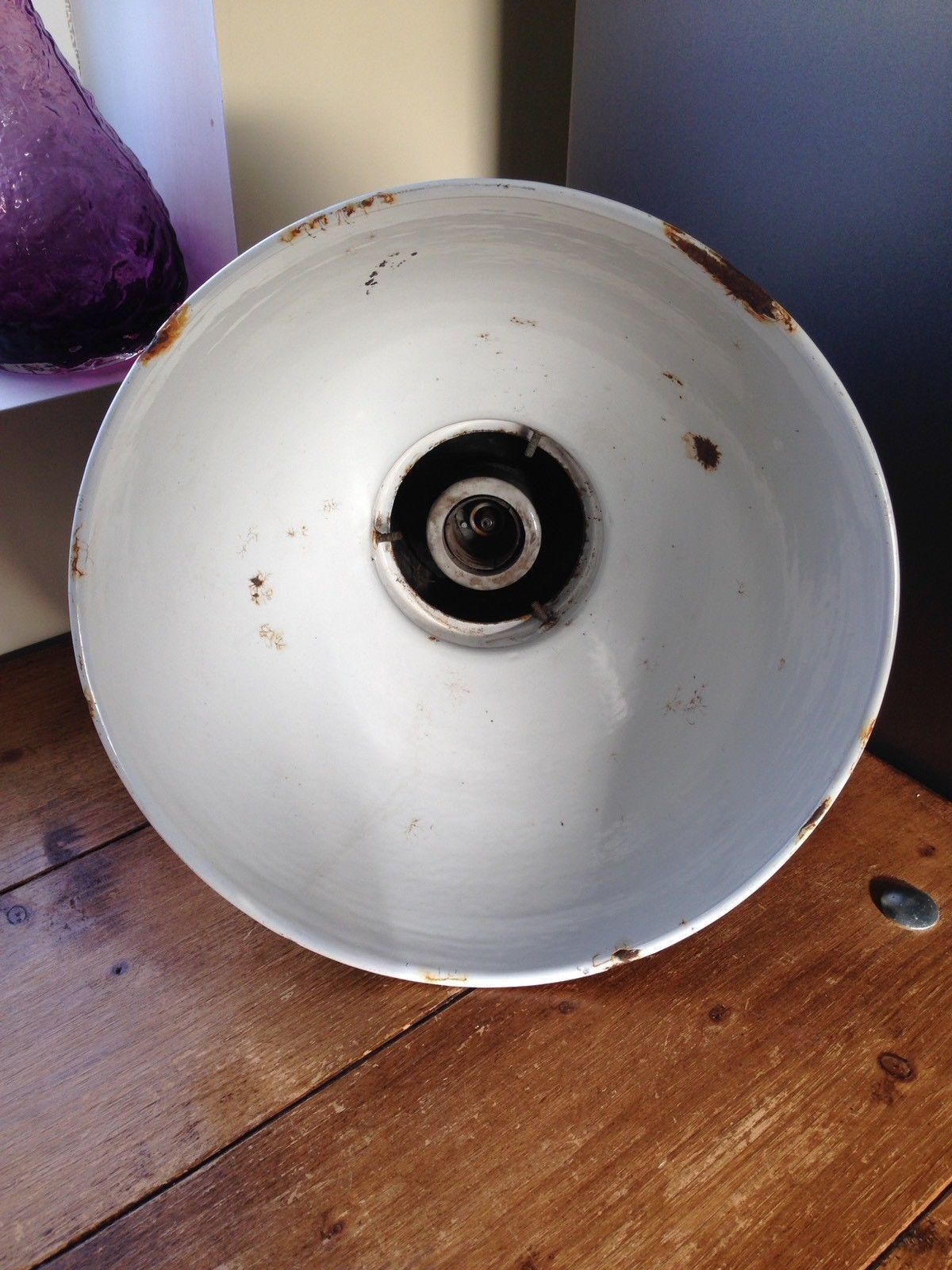 Industrial Enamel Kelvin Bottomley Baird Ltd Macbeth Ceiling Light Shade & Bulb photo vintage