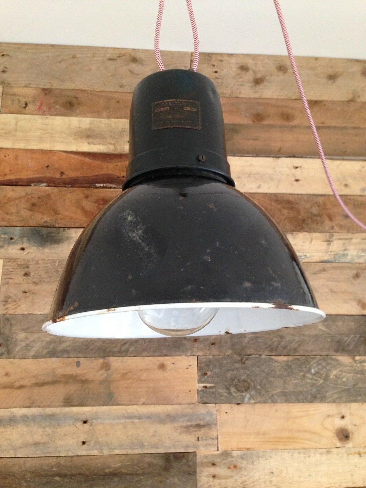 photo for sale Industrial Enamel Kelvin Bottomley Baird Ltd Macbeth Ceiling Light Shade & Bulb