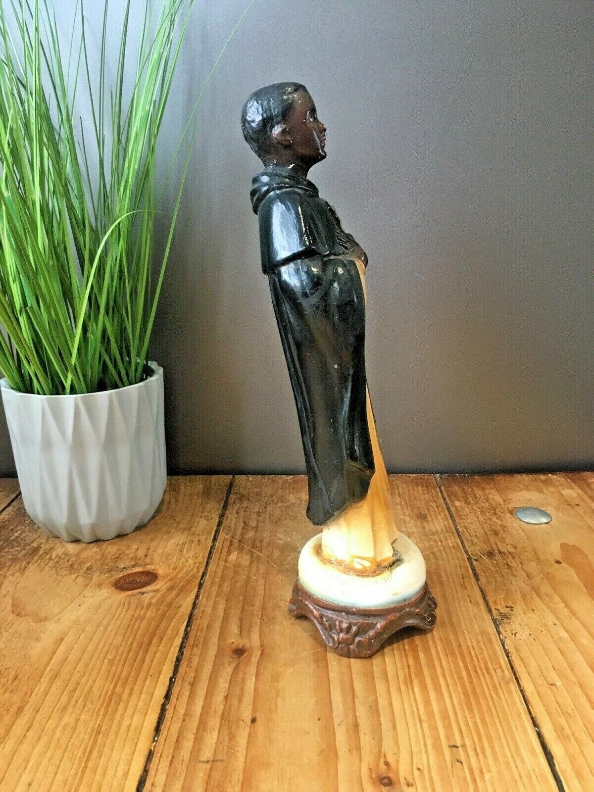 Antique Italian Plaster Chalkware Saint St Martin Figurine Religious Sculptur photo furniture