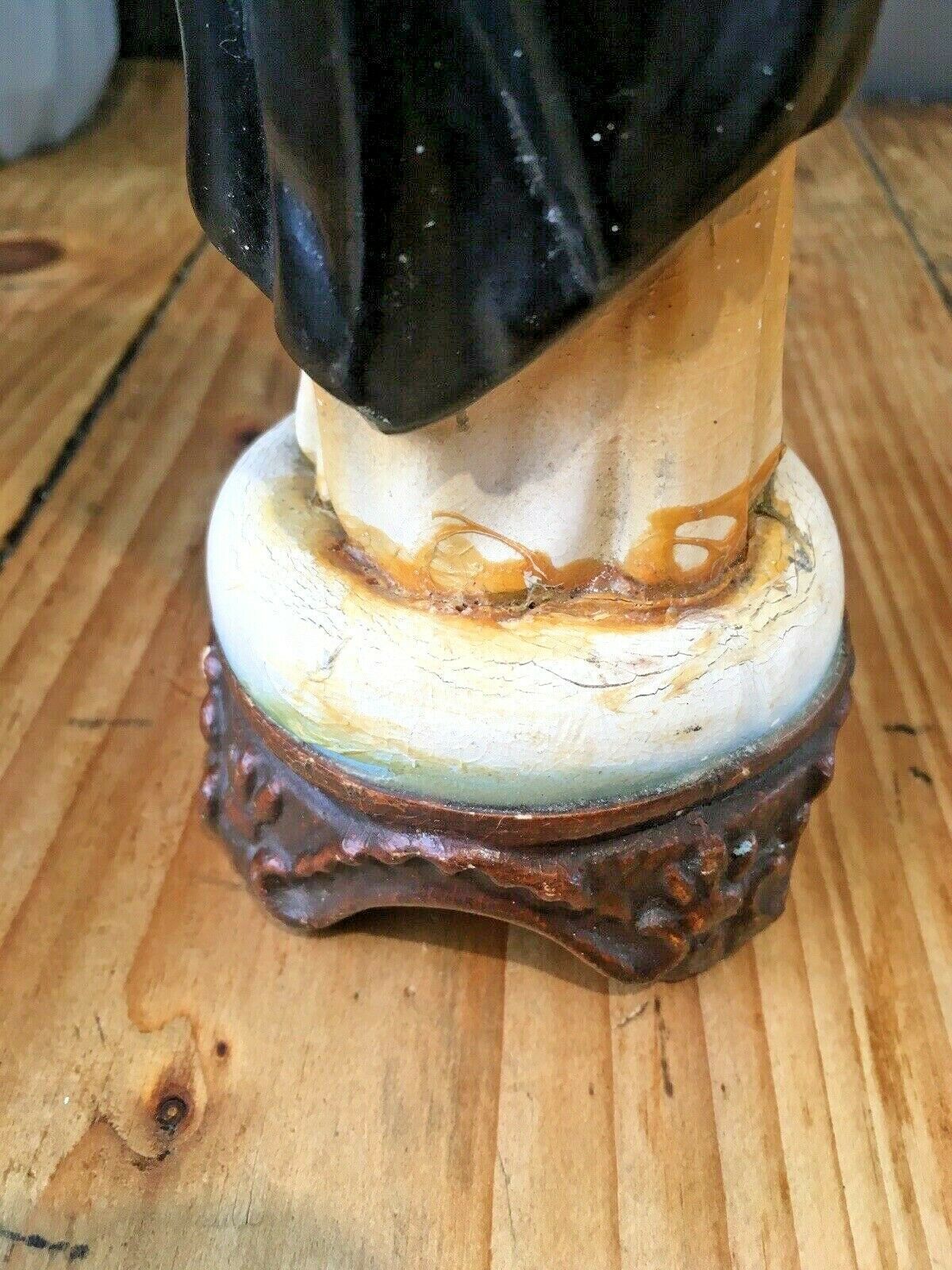 photo for sale Antique Italian Plaster Chalkware Saint St Martin Figurine Religious Sculptur