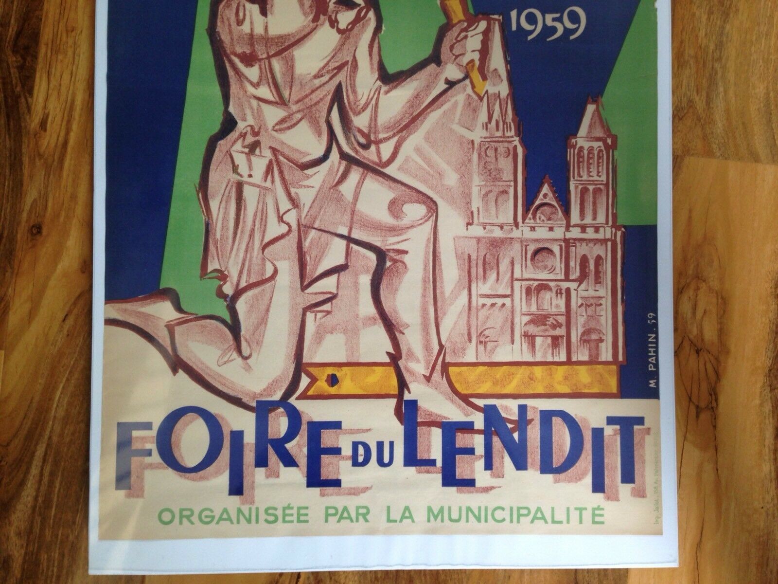 Large Unframed Original C1959 Saint Denis Foire Du Lendit French Poster Paris Mid Century photo vinterior
